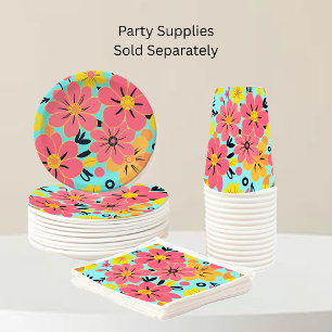 Vasos De Papel Flores rosas y amarillas al estilo azul cielo - Do