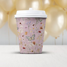 Vasos De Papel Flores salvajes del Boho rosa