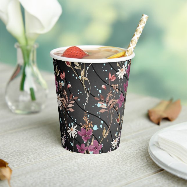 Vasos De Papel Flores salvajes retro boho elegante (in situ)