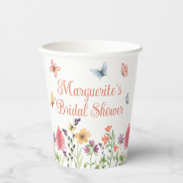 Vasos De Papel Flores salvajes y mariposas personalizado Bridal S