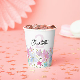 Vasos De Papel Flores silvestres acuáticas modernas monogramadas