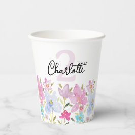 Vasos De Papel Flores silvestres acuáticas modernas monogramadas