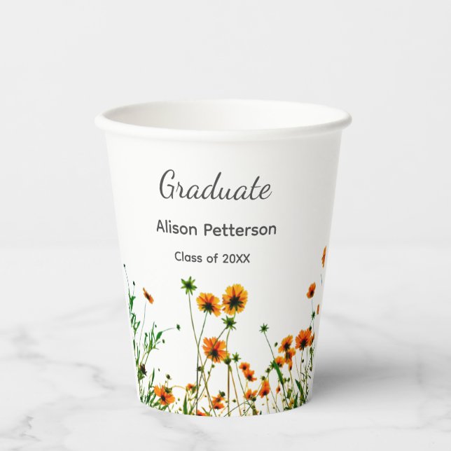 Vasos De Papel flores silvestres amarillas modernas graduadas rús (Anverso)