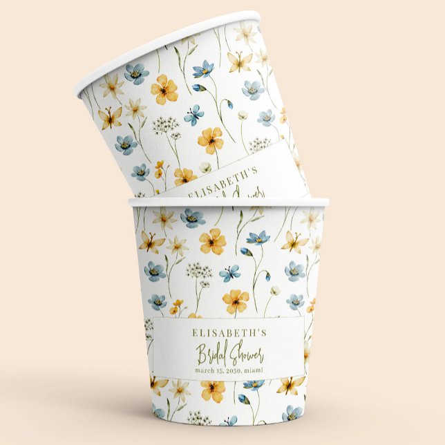 Vasos De Papel Flores silvestres boho primavera ducha de novia pe (Subido por el creador)
