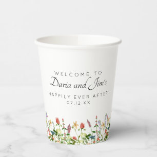 Vasos De Papel Flores silvestres botánicas Cubos de papel de bebi