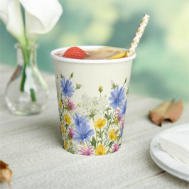 Vasos De Papel Flores Silvestres Coloridas Botánicas Florales Her