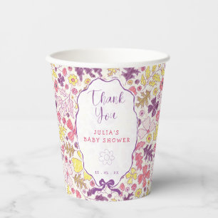 Vasos De Papel Flores Silvestres de Arco Rosa Púrpura Baño de Beb