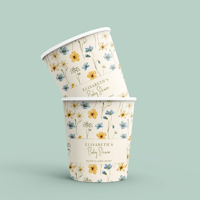 Vasos De Papel Flores silvestres de Boho primavera ducha de bebé  (Subido por el creador)