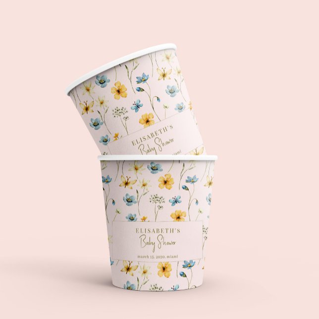 Vasos De Papel Flores silvestres de Boho primavera ducha de bebé  (Subido por el creador)