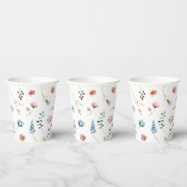 Vasos De Papel Flores silvestres de jardín minimalistas