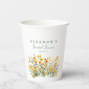 Vasos De Papel Flores silvestres de pradera amarillas y naranjas 