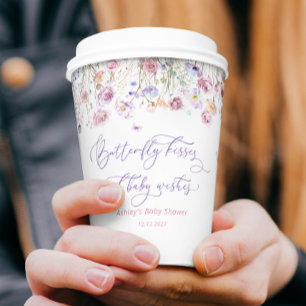 Vasos De Papel Flores silvestres mariposa besan la Copa de Papel 