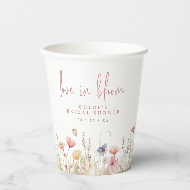 Vasos De Papel Flores silvestres rosadas Love In Bloom Desayuno n (Anverso)