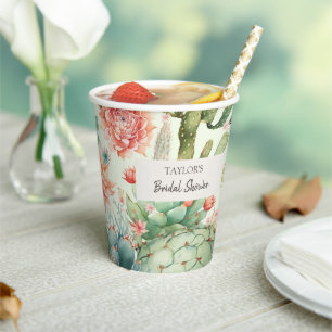 Vasos De Papel Flores Suculentas y Cactus