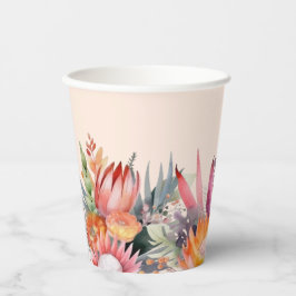Vasos De Papel Flores tropicales Peach Fuzz Bridal Shower