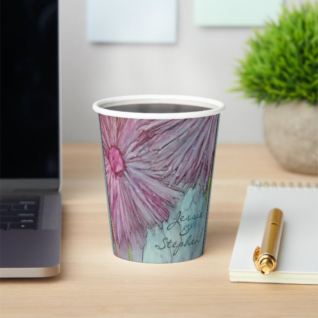 Vasos De Papel Flores turquesa y rosa de la Copa de Papel boda (in situ)
