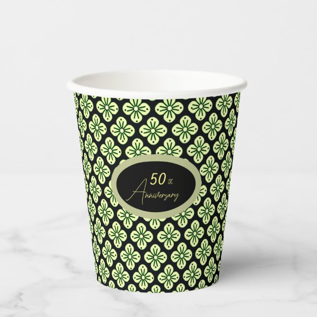 Vasos De Papel Flores verdes (Anverso)
