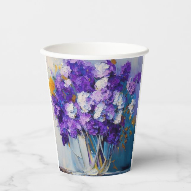 Vasos De Papel Flores violetas de bonito (Anverso)