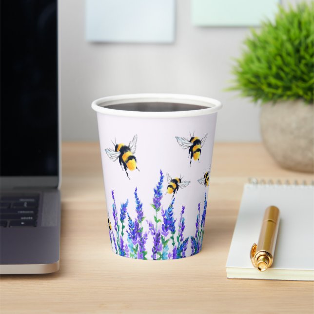 Vasos De Papel Flores y abejas (in situ)