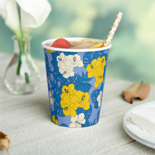 Vasos De Papel Flores y hojas de Hibiscus