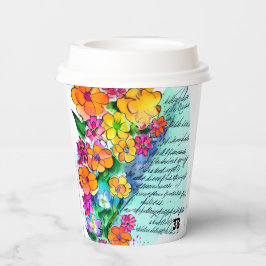 Vasos De Papel Flores y Letras