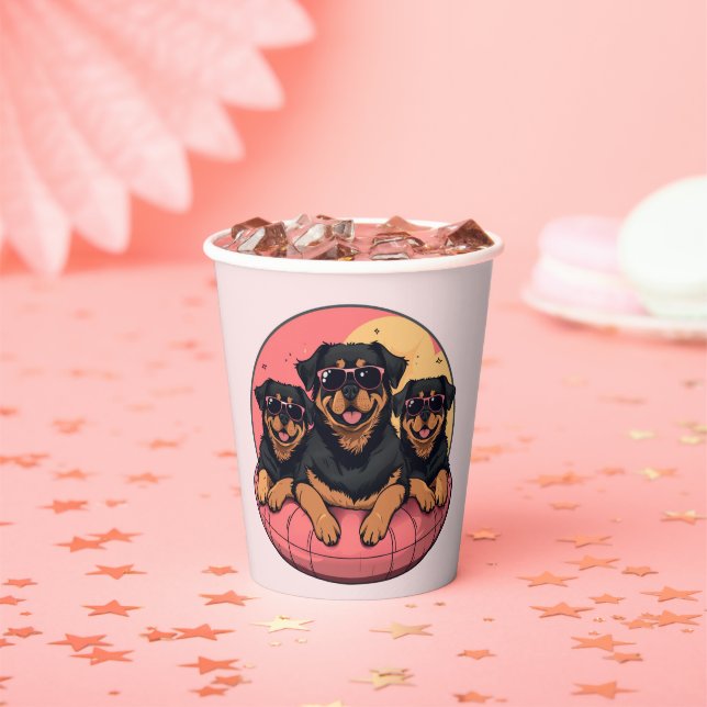 Vasos De Papel Flotadores de piscina de verano para perros Rottwe (in situ)