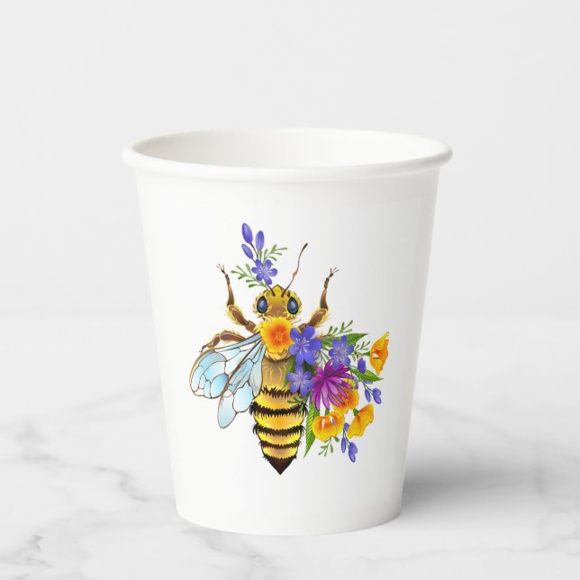 Vasos De Papel Flower bee with wild plants (Anverso)