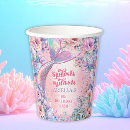 Vasos De Papel Flower Glitter Mermaid Tail 8th Birthday