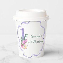 Vasos De Papel Flowers and ribbon First birthday party