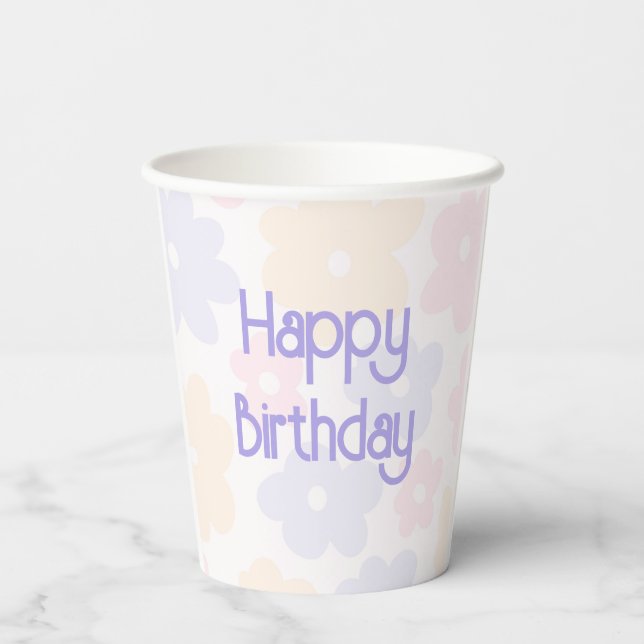 Vasos De Papel Flowery Rainbow Birday (Reverso )