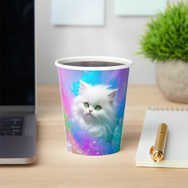 Vasos De Papel Fluffy Fun Kitten Chica Fiesta de Cumpleaños (in situ)
