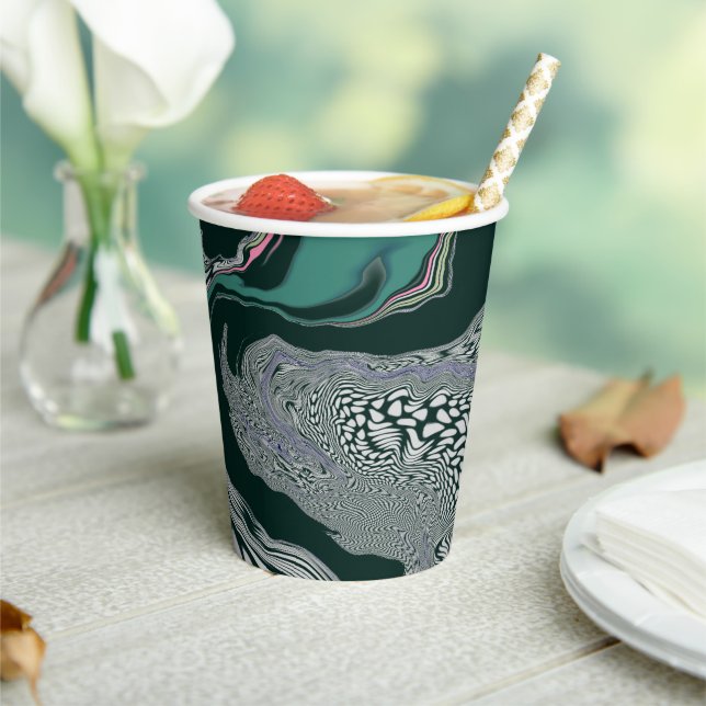 Vasos De Papel "Flujo de mármol esmeralda" (in situ)