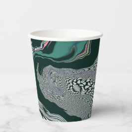 Vasos De Papel "Flujo de mármol esmeralda"