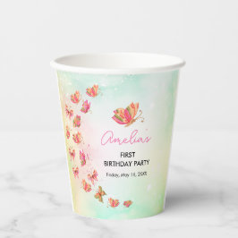 Vasos De Papel Flutter Bliss Butterfly Girl cumpleaños 1