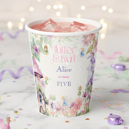 Vasos De Papel Flutter y girar Jardín de hadas cumpleaños