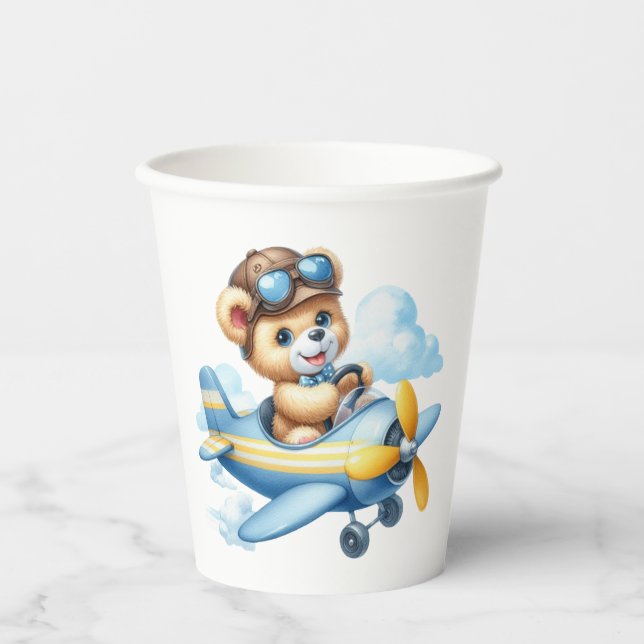 Vasos De Papel Flying Teddy Bear Baby Shower (Anverso)