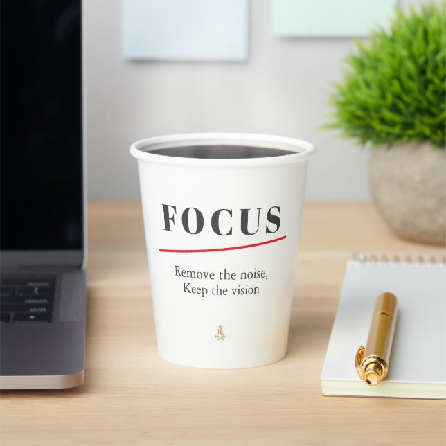 Vasos De Papel FOCUS Minimalist Motivational  — Clean Mode (in situ)