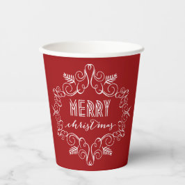 Vasos De Papel Foliage rojo Vintage Deco Patrón de vacaciones