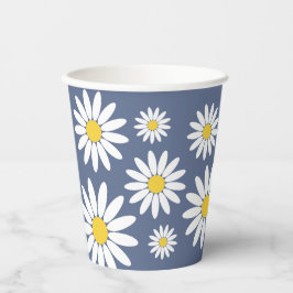 Vasos De Papel Fondo Azul Daisy