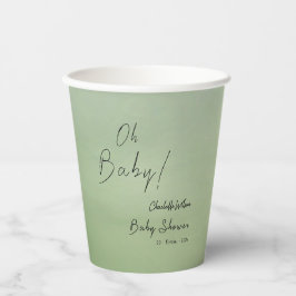 Vasos De Papel Fondo de color de agua verde de Baby Shower