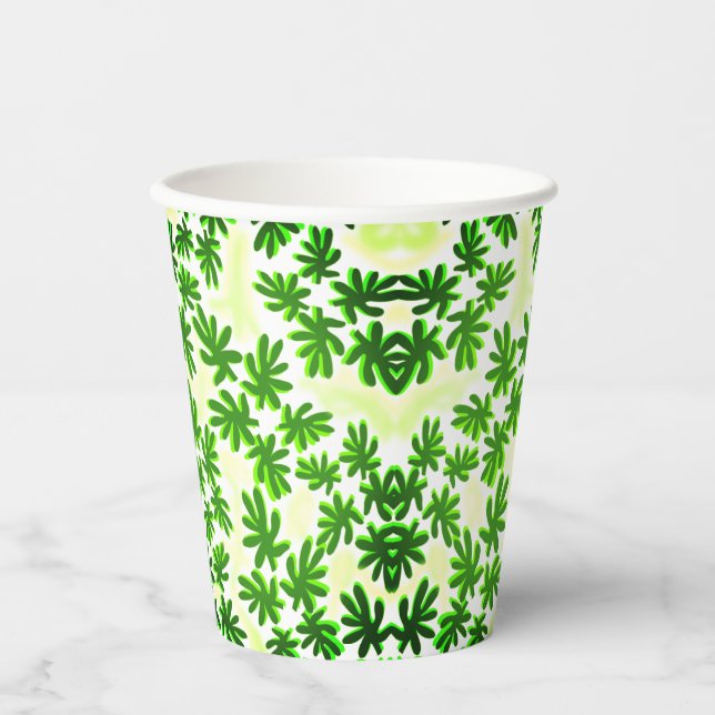 Vasos De Papel fondo de hojas (Anverso)