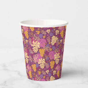 Vasos De Papel Fondo de patrón de cepas de uva dulce