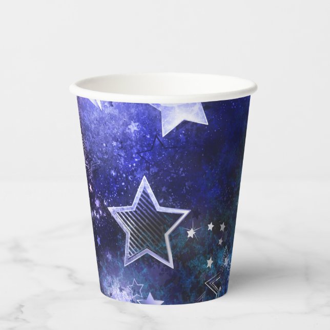 Vasos De Papel Fondo espacial con estrellas (Anverso)