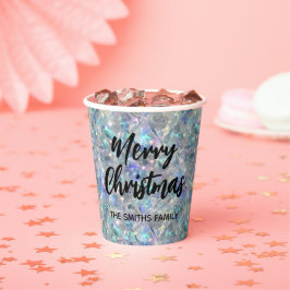 Vasos De Papel Fondo holográfico de piedra óptica Feliz Navidad