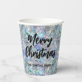 Vasos De Papel Fondo holográfico de piedra óptica Feliz Navidad