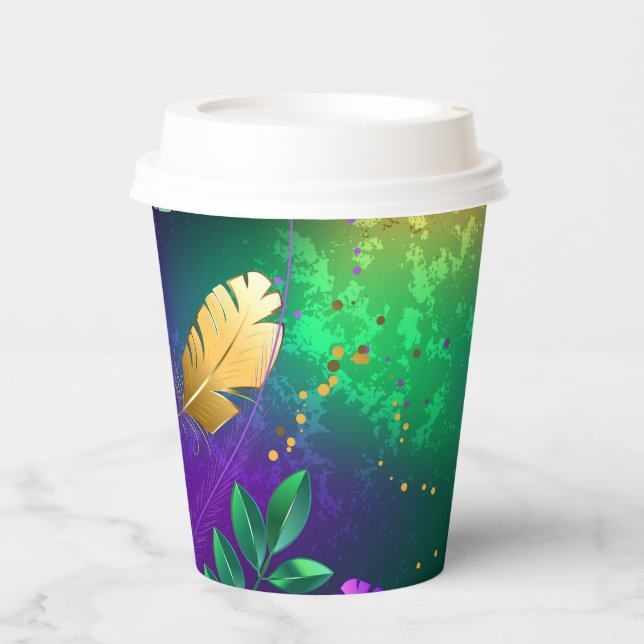 Vasos De Papel Fondo irlandés mardi gras con cuentas (Anverso)