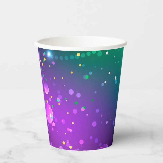 Vasos De Papel Fondo morado festivo Mardi Gras (Anverso)