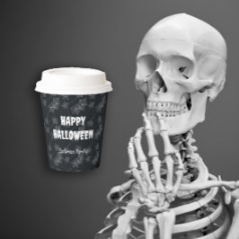 Vasos De Papel Fondo negro con telarañas. ¡Personalizable.