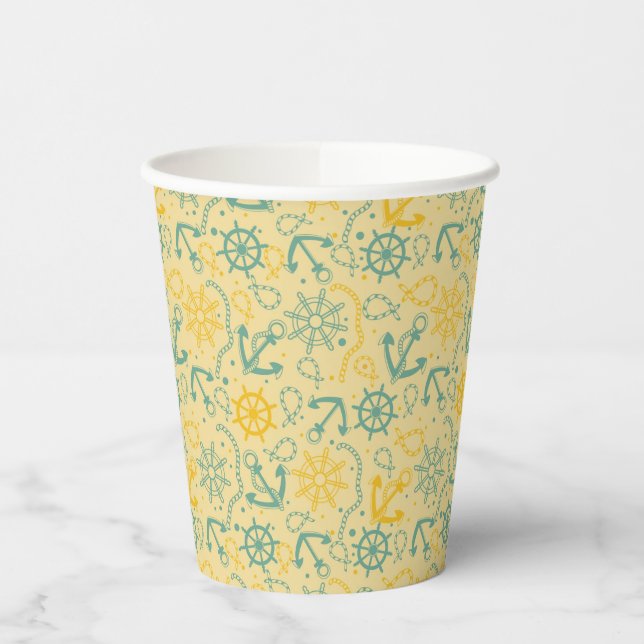 Vasos De Papel Fondo retro con anclas, cuerdas (Izquierda)