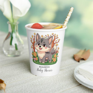 Vasos De Papel Forest Whimsical Wolf Baby Shower